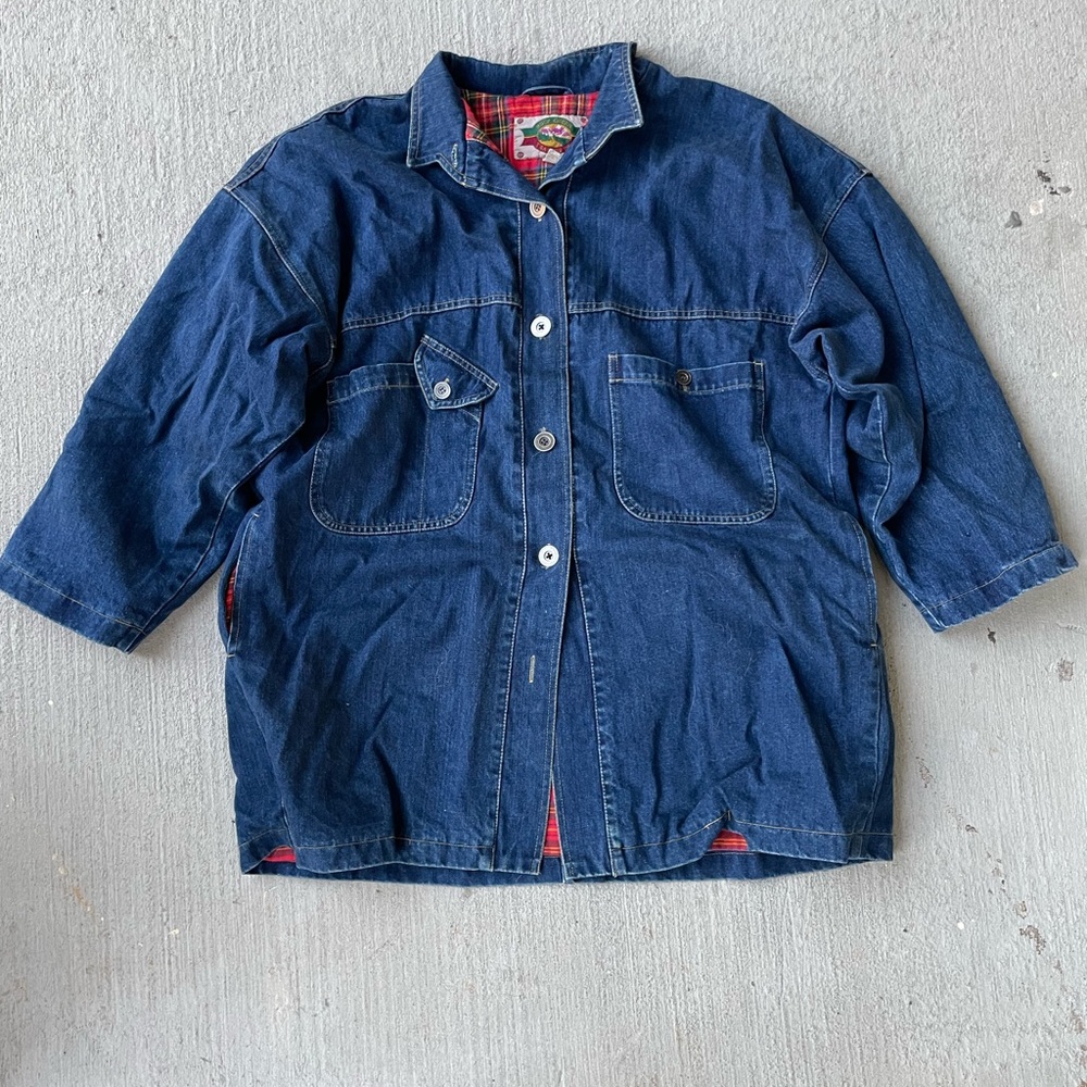 Denim Jacket with Red flannel Lining